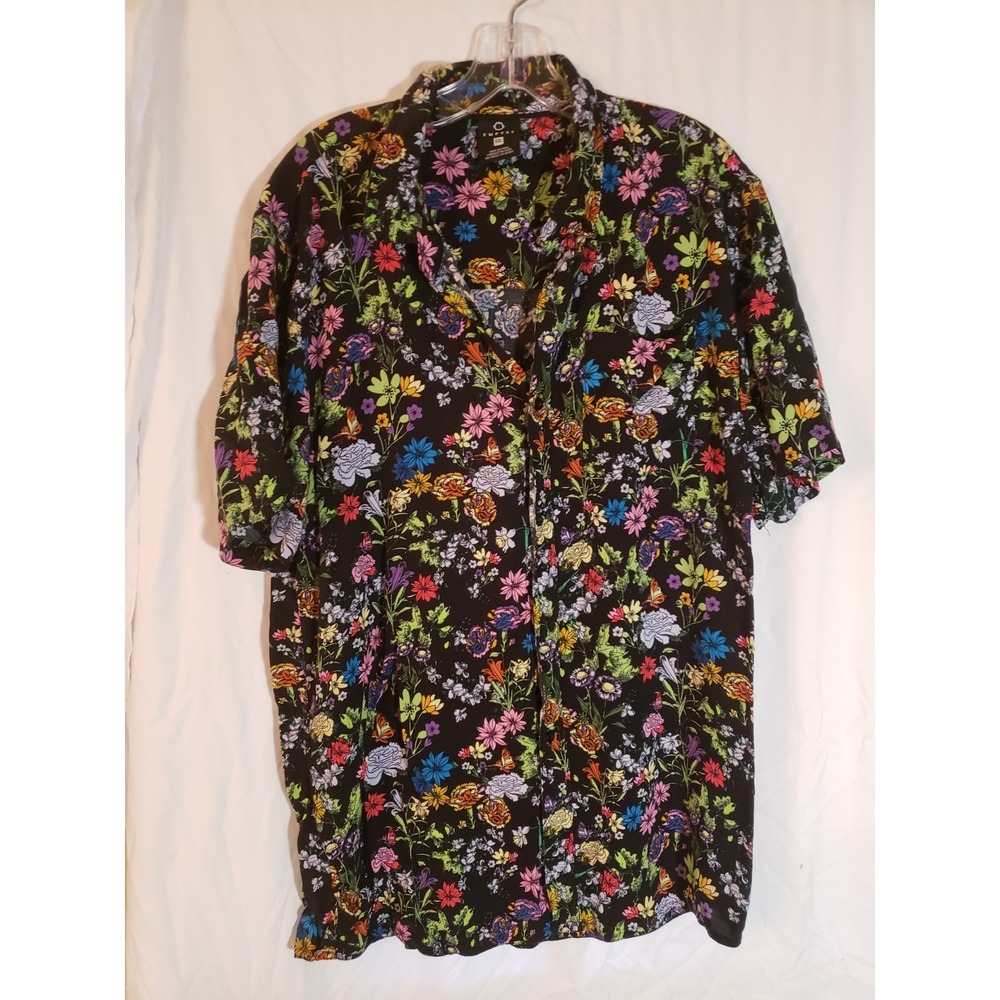 Mens Empyre Black Floral Short Sleeve Shirt Size XXL